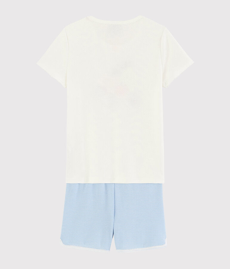 Pijama corto con estampado de frutas de verano de ni&ntilde;a de algod&oacute;n blanco/multicolor