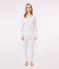 Pijama de algodón con estampado de corazones para mujer blanco MARSHMALLOW/blanco MULTICO