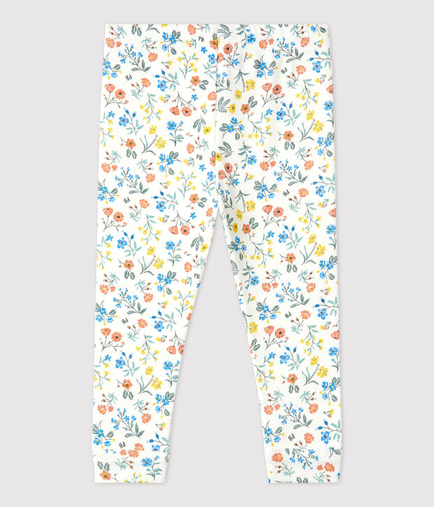 Leggings con estampado de flores de algod&oacute;n para beb&eacute; blanco/multicolor