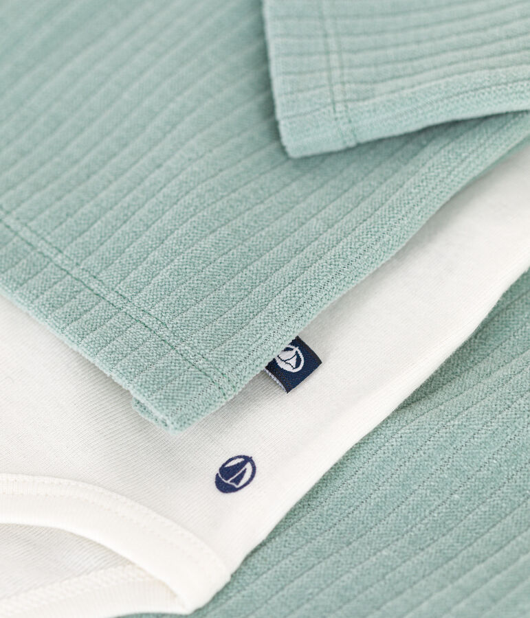 Conjunto de 3 piezas de terciopelo para beb&eacute; verde