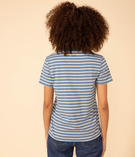 Camiseta LA RECTA de algodón con cuello de pico para mujer POLOCHON/ AVALANCHE