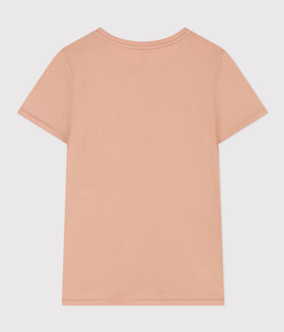 Camiseta LA RECTA de algodón con cuello redondo para mujer beige VINTAGE