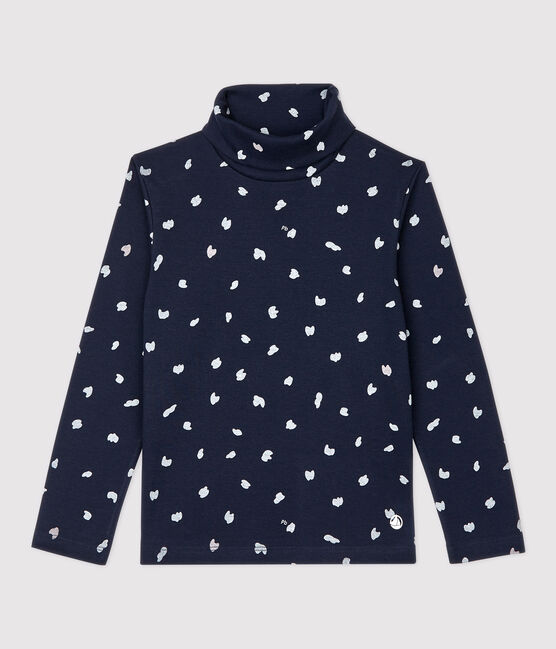 Prenda de cuello de cisne de algodón de niña azul SMOKING/blanco MULTICO