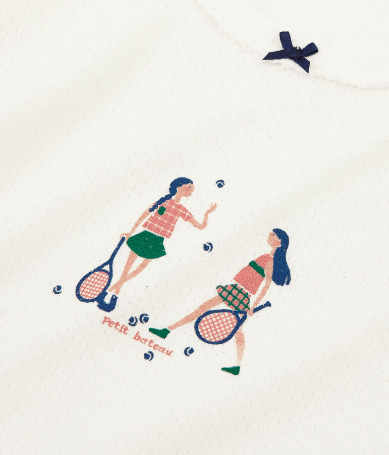 Pijama de punto para ni&ntilde;a blanco/rosa