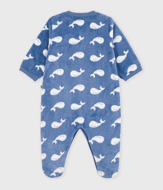 Sobrepijama polar con estampado de ballena para beb&eacute; azul/blanco