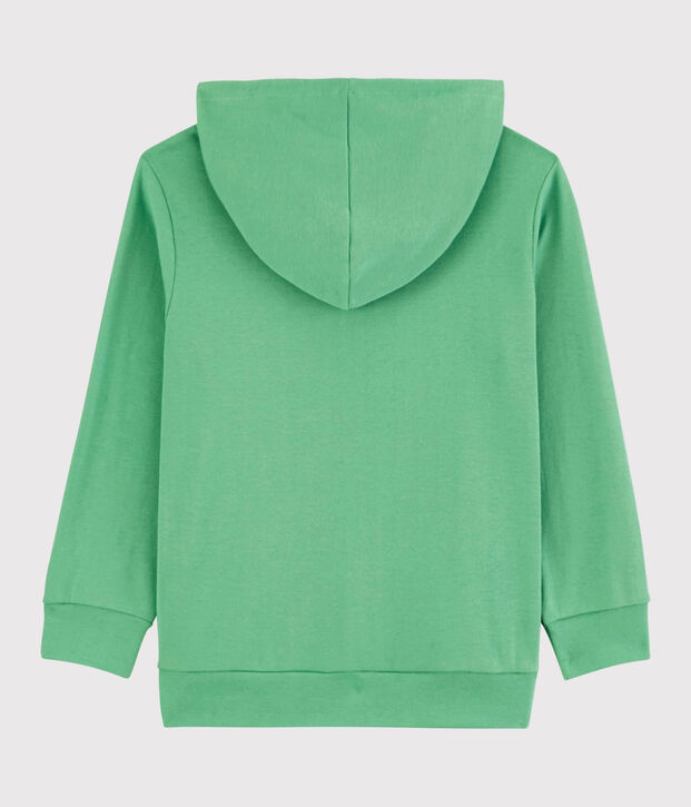 Sudadera con cremallera y capucha de algod&oacute;n de ni&ntilde;o verde