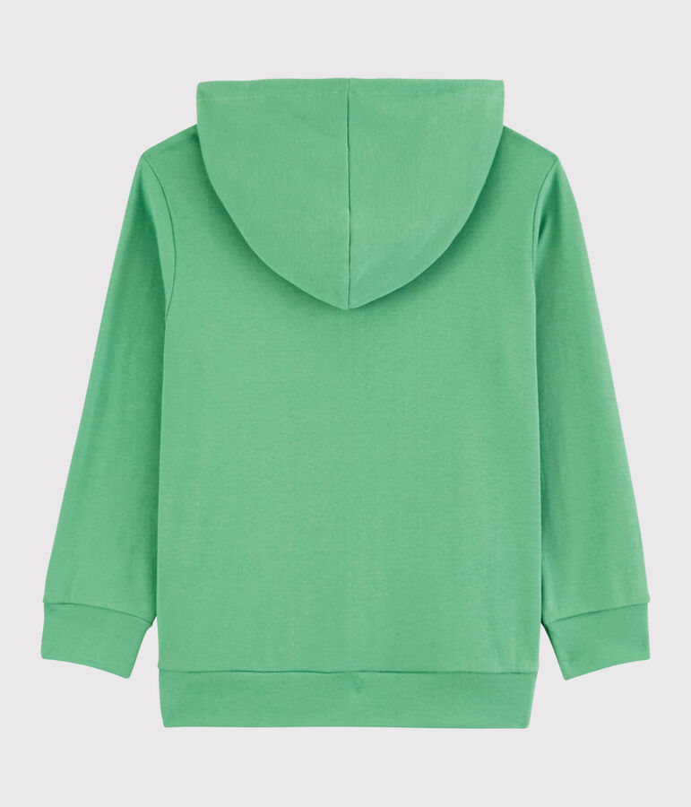 Sudadera con cremallera y capucha de algod&oacute;n de ni&ntilde;o verde