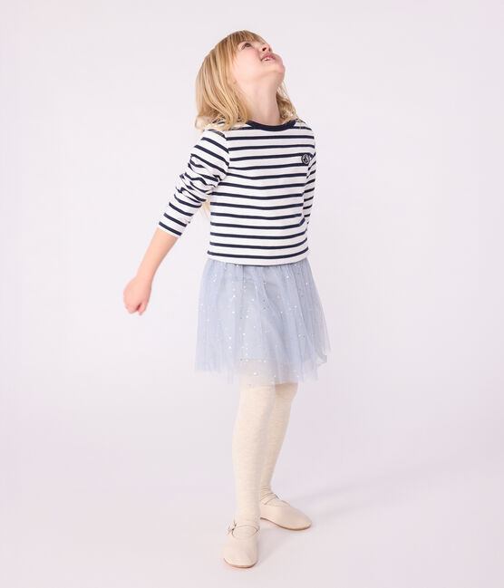 Marinera de algodón orgánico para niño/niña blanco MARSHMALLOW/azul SMOKING
