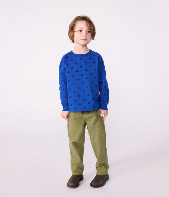 Camiseta infantil de algodón de manga larga con estampado azul OLYMPIC+SOIR