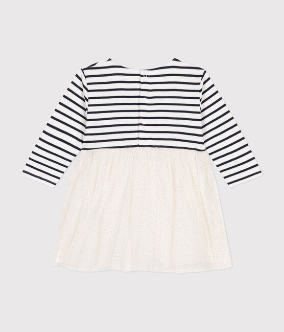 Vestido de túbico a rayas y tul para bebé blanco MARSHMALLOW/blanco MULTICO