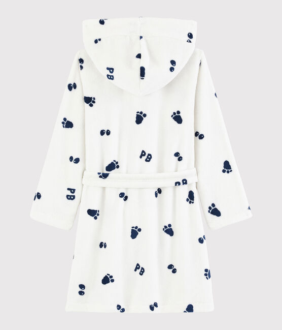 Bata de casa de polar para niño blanco MARSHMALLOW/azul MEDIEVAL