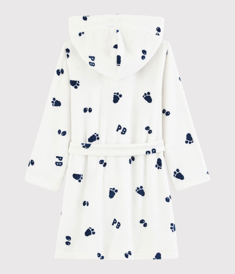 Bata de casa de polar para ni&ntilde;o blanco/azul