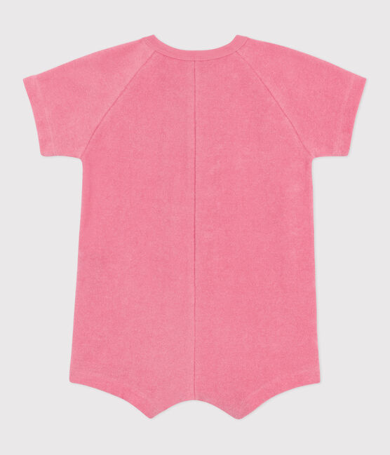 Pelele corto y liso de rizo de manga corta con insignia para bebé rosa PEONIA