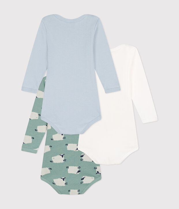 Juego de 3 bodis de algod&oacute;n de manga larga con estampado de ovejas para beb&eacute; multicolor