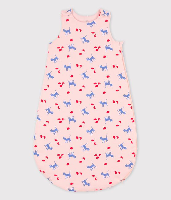 Saco de dormir con estampado de algodón de bebé rosa MINOIS/blanco MULTICO
