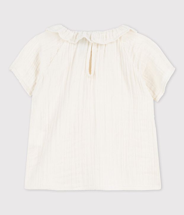 Blusa de gasa de algod&oacute;n ecol&oacute;gico de beb&eacute; blanco
