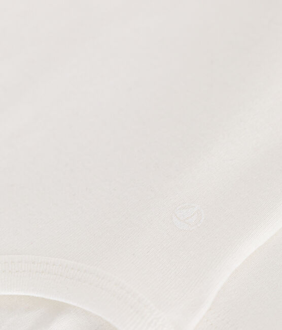Body de manga larga con cuello vuelto para bebé blanco MARSHMALLOW