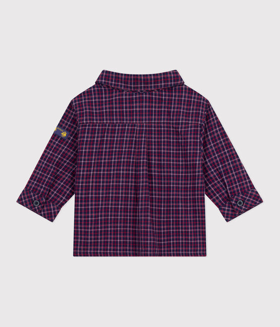 Camisa de franela a cuadros para bebé azul SMOKING/blanco MULTICO