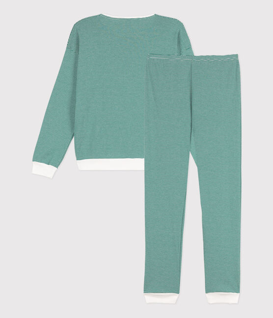 Pijama milrayas de algodón de mujer EVERGREEN/ MARSHMALLOW