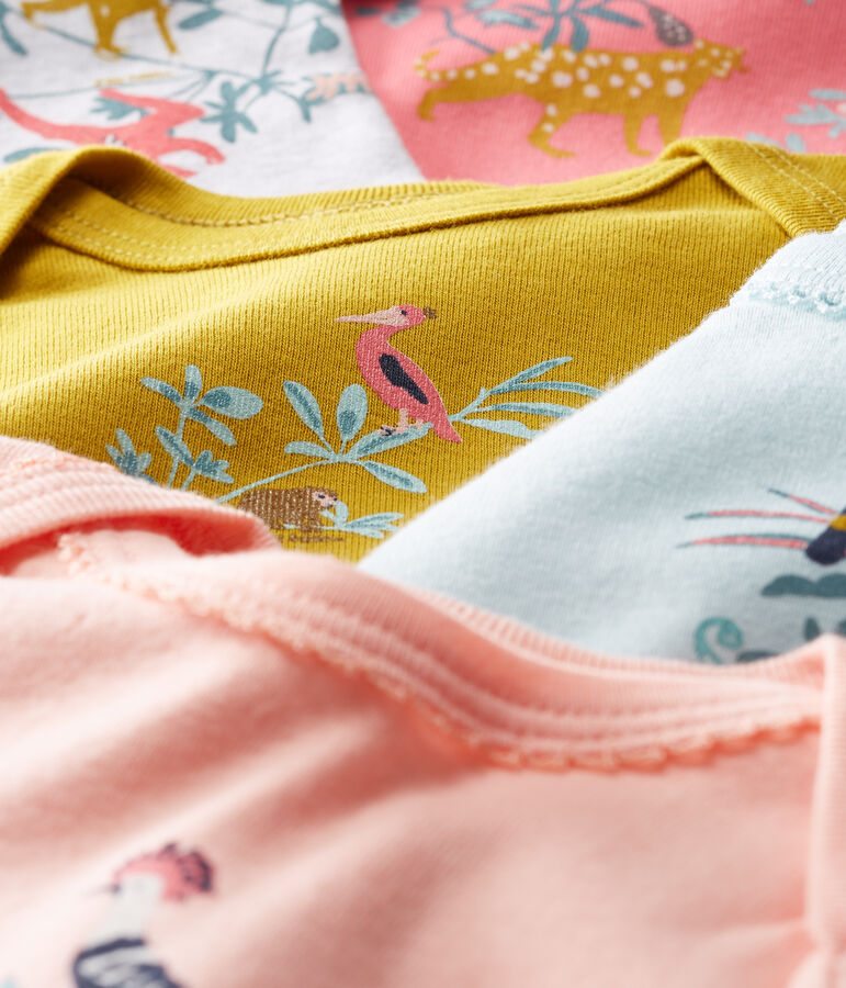 Lote de 5 bodis manga corta para beb&eacute; ni&ntilde;a multicolor