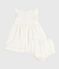 Vestido liso y bordado de algodón sin mangas y pololo para bebé blanco ECUME