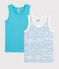 Lote de 2 camisetas de tirantes con estampado de océano azul de niño variante 1