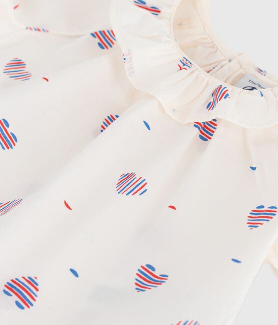 Blusa de algodón de manga corta con estampado de corazón para bebé blanco AVALANCHE/ MULTICO