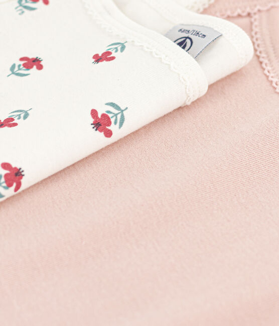 Juego de 2 camisetas de tirantes de algodón con flores para niña variante 1