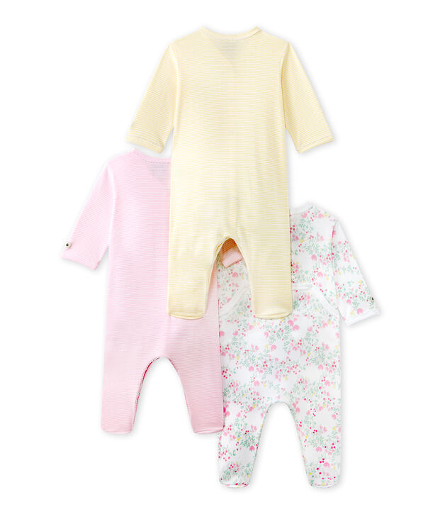 Lot de 3 pijamas para beb&eacute; ni&ntilde;a blanco
