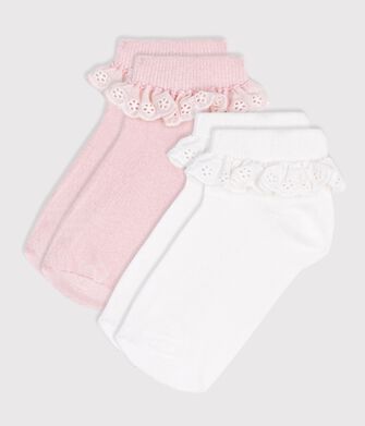 2 pares de calcetines infantiles de algod&oacute;n con volantes