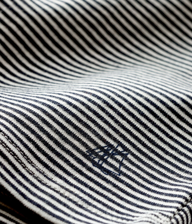 Camiseta para beb&eacute; ni&ntilde;o mil rayas azul SMOKING/blanco MARSHMALLOW