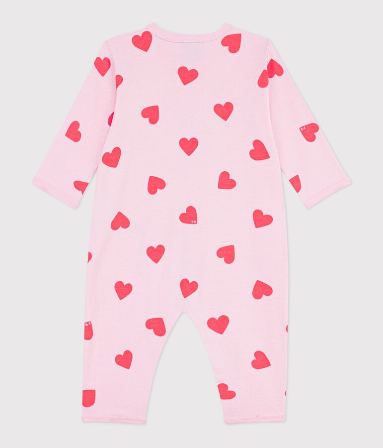 Pijama sin pies de algod&oacute;n con estampado de corazones para beb&eacute; rosa/naranja