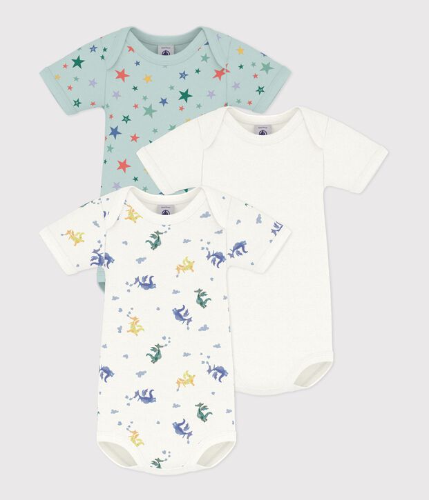 Juego de bodis de algod&oacute;n de manga corta con estampado de dragones para beb&eacute; multicolor