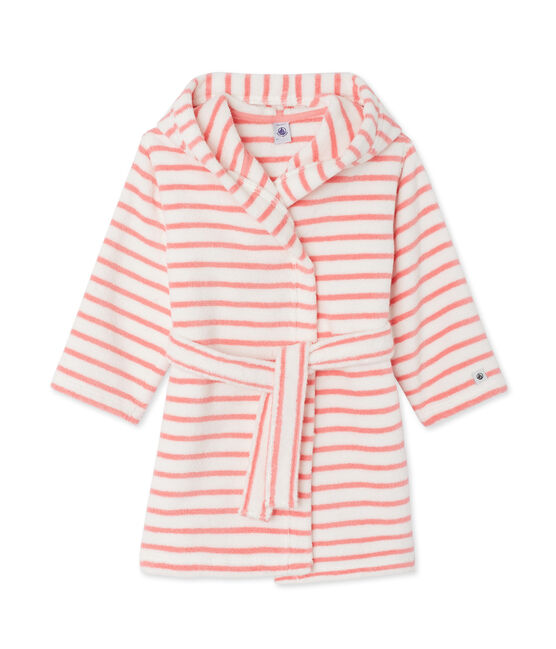 Albornoz de toalla de rizo blanco LAIT/rosa MERVEILLE