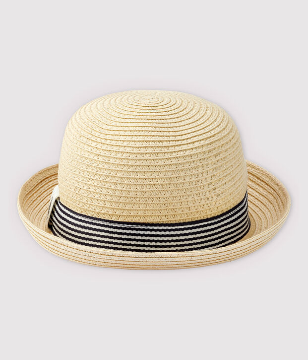 Sombrero redondo de paja de beb&eacute; ni&ntilde;o rosa