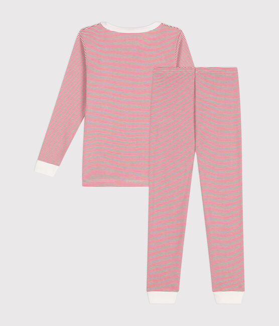 Pijama infantil ajustado de algodón a rayas rosa ROSEWOOD/ MARSHMALLOW