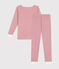 Pijama infantil ajustado de algodón a rayas rosa ROSEWOOD/ MARSHMALLOW