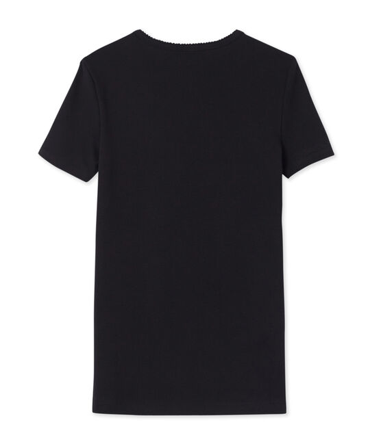 Camiseta manga corta lisa para mujer negro NOIR