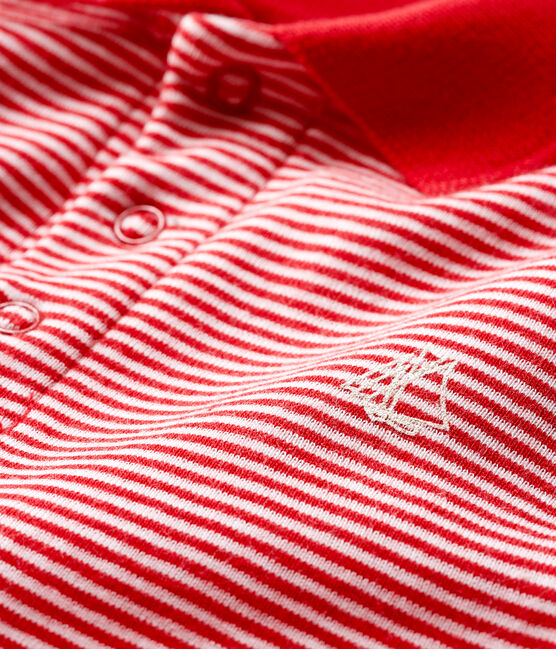 Body tipo polo milrayas para bebé niño rojo TERKUIT/blanco MARSHMALLOW