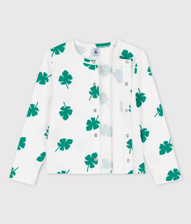 C&aacute;rdigan estampado de mulet&oacute;n de ni&ntilde;a blanco/verde