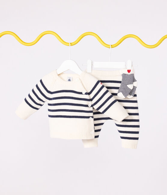 Conjunto tricotado de 2 piezas con rayas marineras para bebé azul MARSHMALLOW/ SOIR