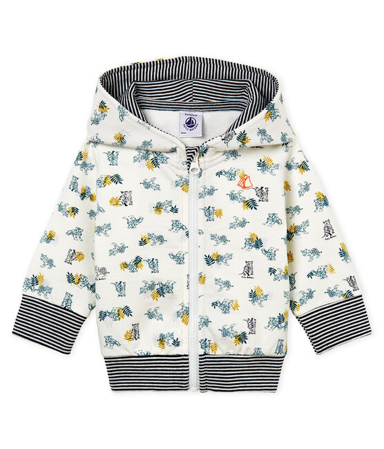 Sudadera estampada con capucha y cremallera para bebé niño blanco MARSHMALLOW/blanco MULTICO