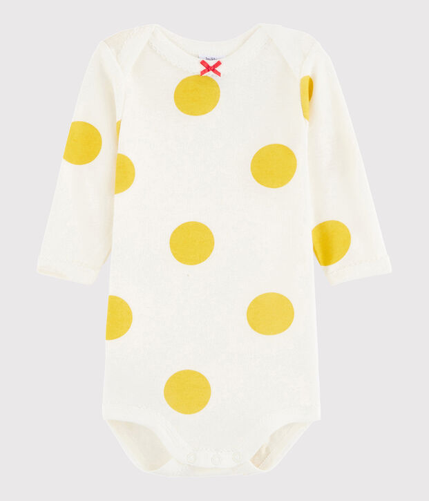 Bodi de manga larga de beb&eacute; ni&ntilde;a blanco/amarillo