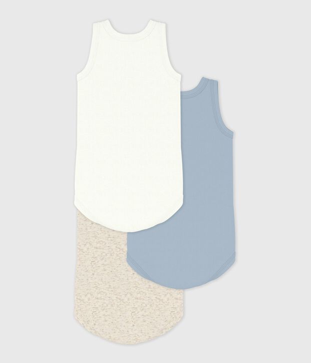 Juego de 3 bodis sin mangas lisos de algod&oacute;n para beb&eacute; multicolor