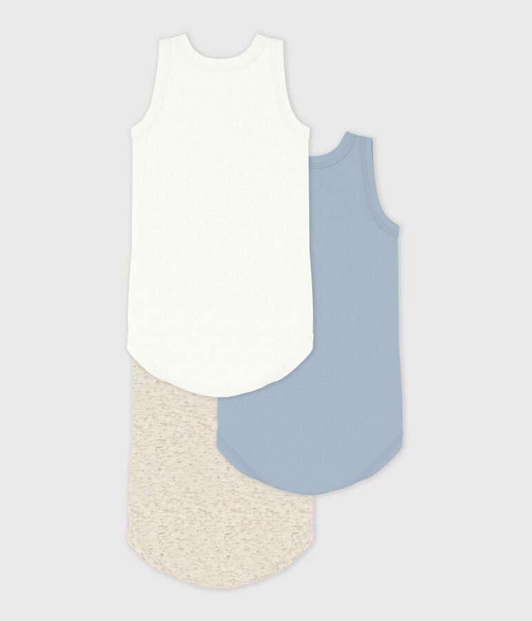 Juego de 3 bodis sin mangas lisos de algod&oacute;n para beb&eacute; multicolor