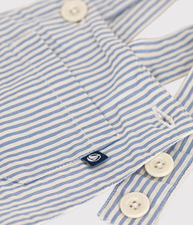 Peto corto de tejido milrayas para beb&eacute; azul/blanco