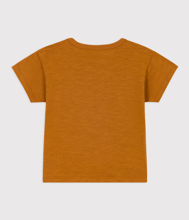 Camiseta de manga corta de punto flameado para beb&eacute; marron