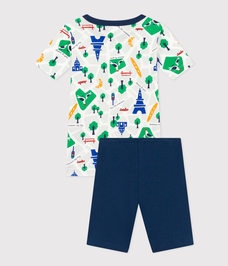 Pijama infantil corto de algod&oacute;n con estampado de Par&iacute;s azul/multicolor
