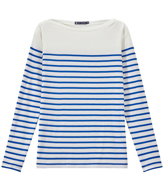 suizo Pila de dolor de cabeza Camiseta de manga larga de rayas para mujer MARSHMALLOW/PERSE | Petit Bateau