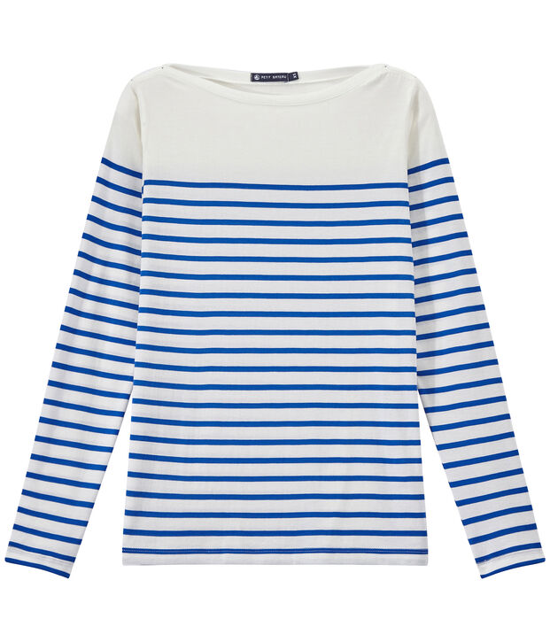 Camiseta de manga larga de rayas para mujer blanco/azul